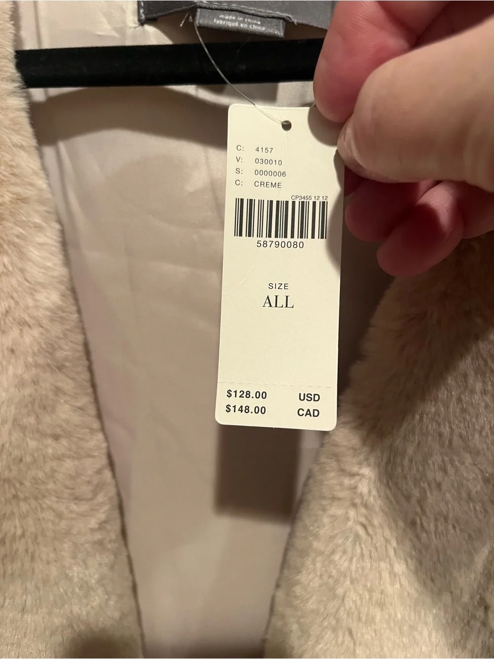 Anthropologie Beige and Black Faux Fur Colorblock Vest sz L NWT